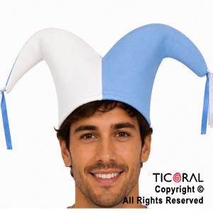 SOMBRERO BUFON DOS PUNTAS EQUIPO ARGENTINA CELESTE Y BLANCO JERSEY x 10 UNIDADES